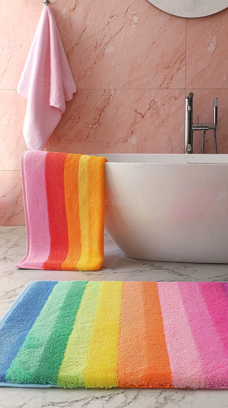 彩虹浴室地垫