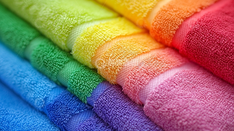 高清大图下载【趣麦麦图】彩色毛巾叠放