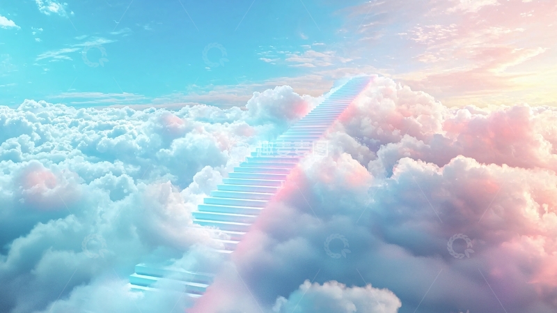 高清大图下载【趣麦麦图】云端阶梯