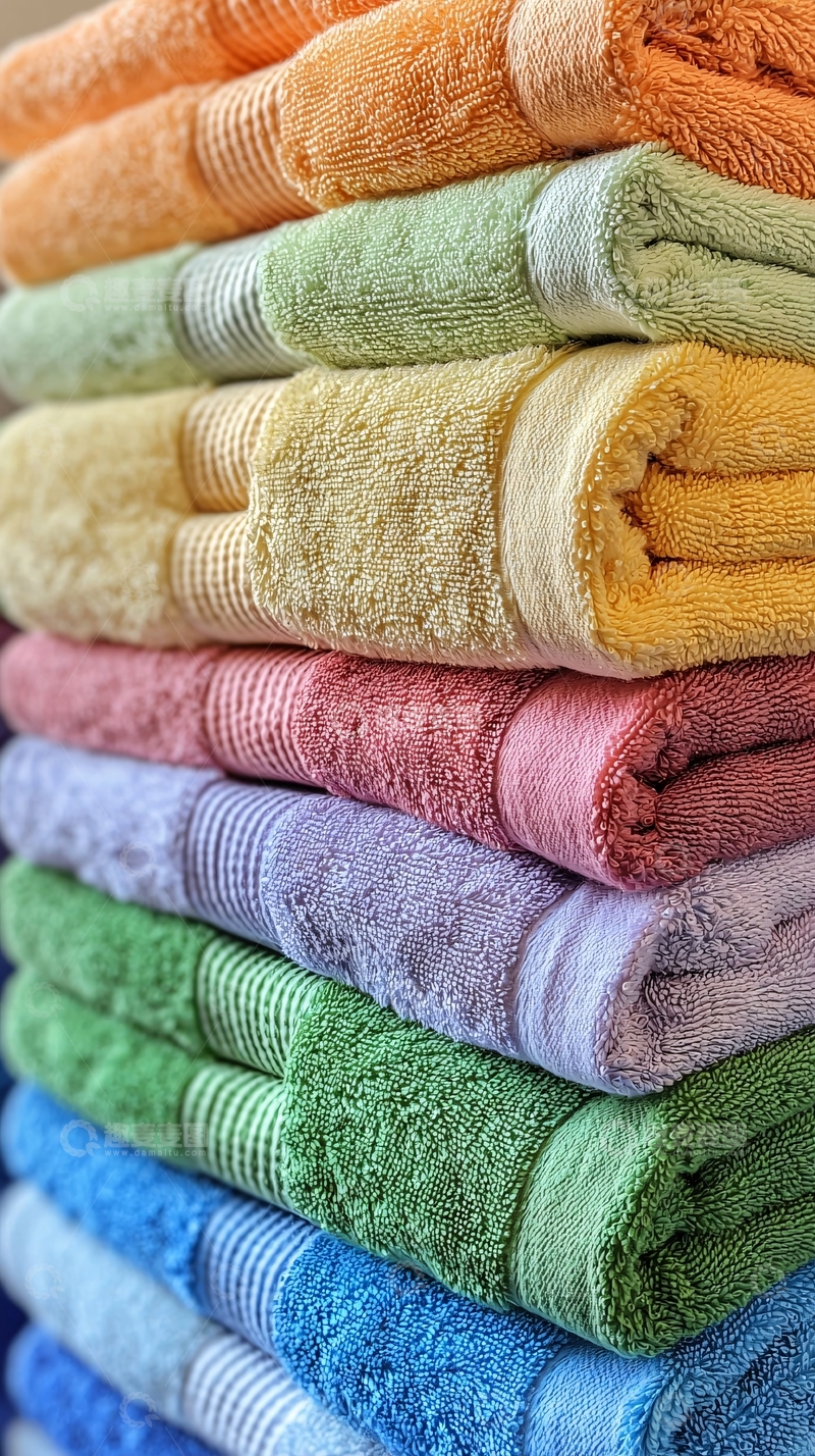 高清大图下载【趣麦麦图】彩色毛巾叠放