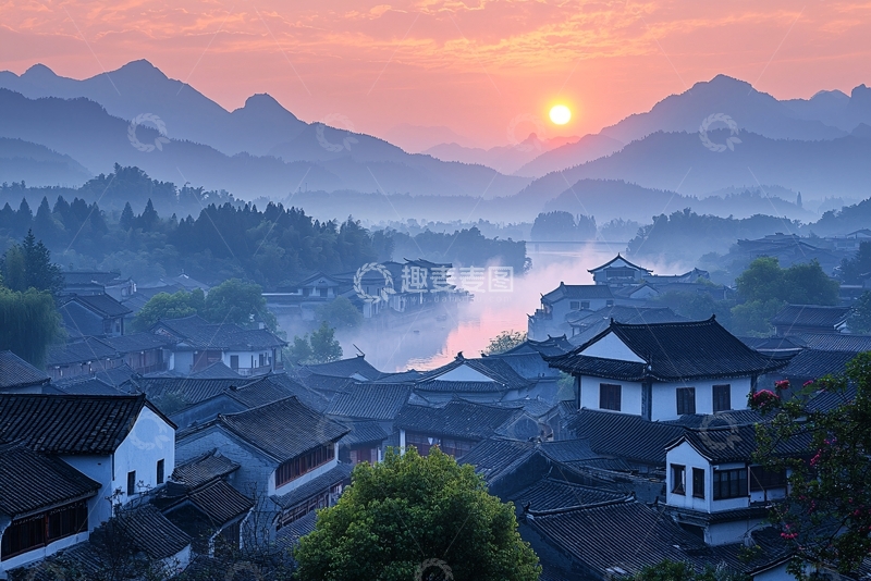 高清大图下载【趣麦麦图】日出山色