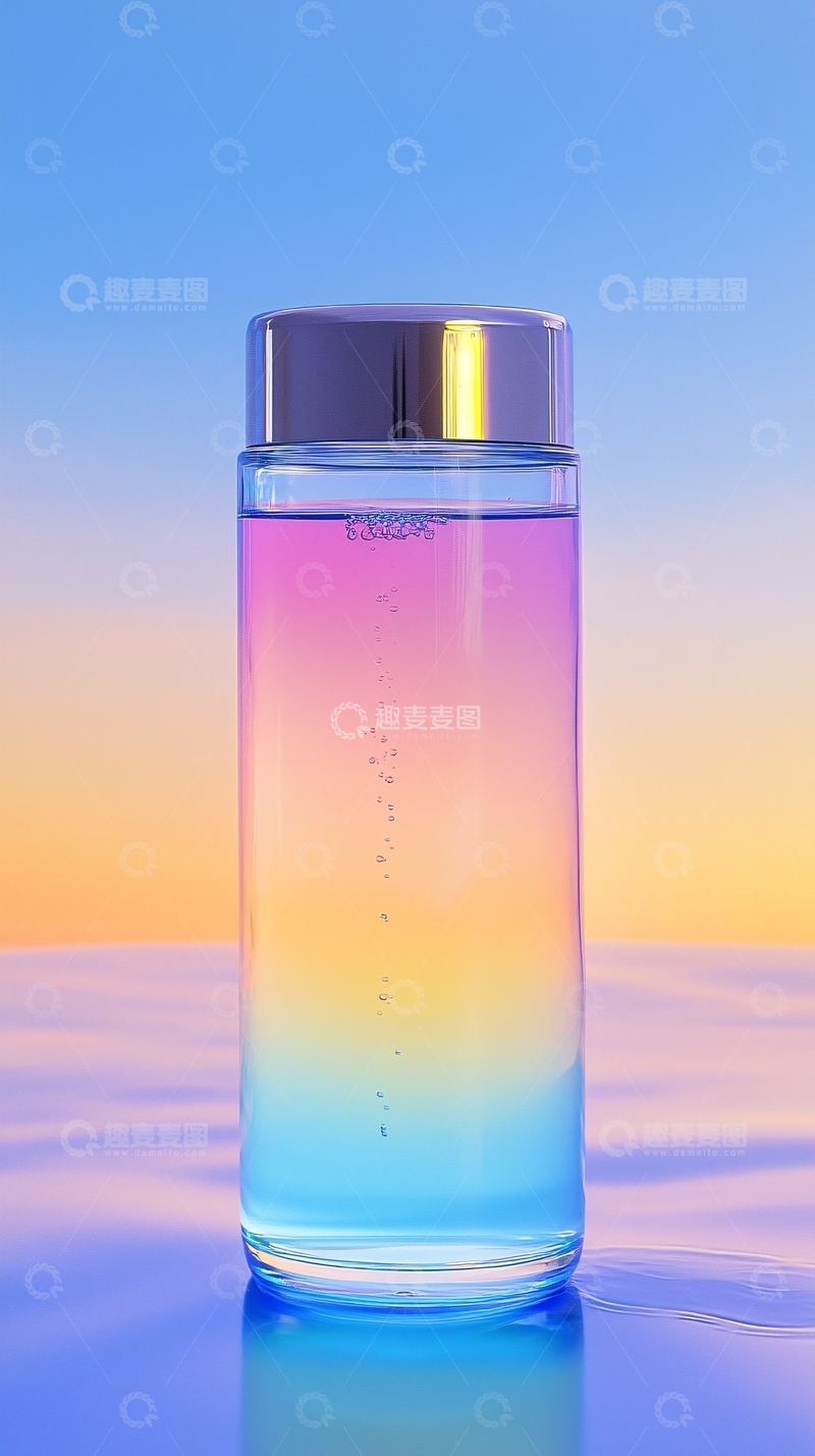 高清大图下载【趣麦麦图】彩虹渐变色化妆水