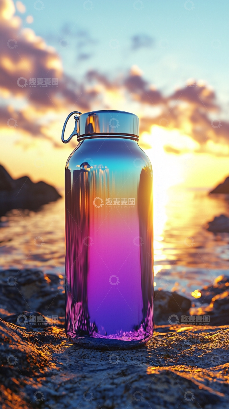 高清大图下载【趣麦麦图】彩虹色保温瓶