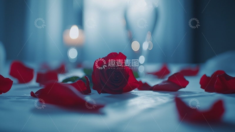 高清大图下载【趣麦麦图】蓝色调浪漫玫瑰