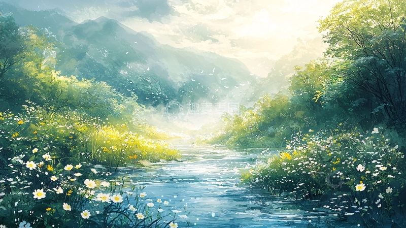 高清大图下载【趣麦麦图】梦幻森林溪流