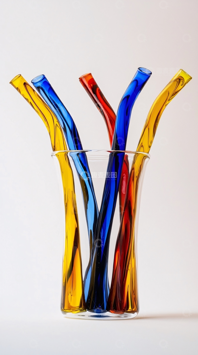 高清大图下载【趣麦麦图】彩色玻璃吸管