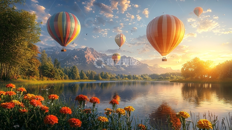 高清大图下载【趣麦麦图】热气球