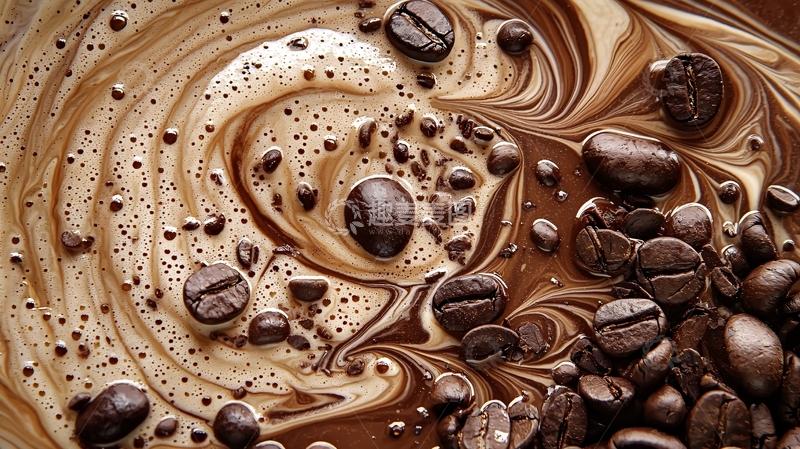 高清大图下载【趣麦麦图】咖啡豆巧克力混合