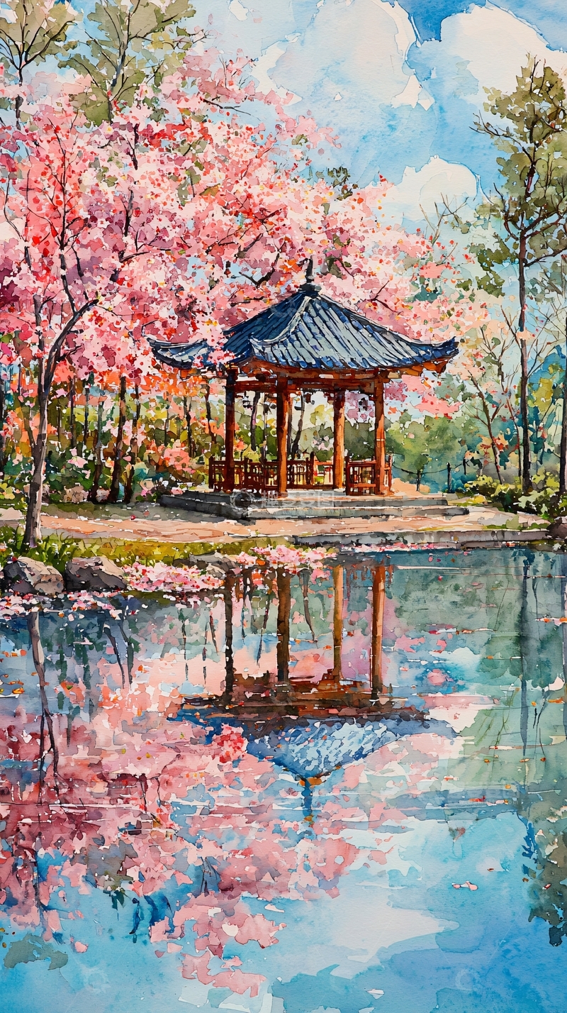 高清大图下载【趣麦麦图】水边亭台