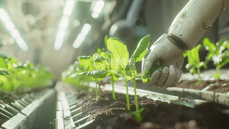 高清大图下载【趣麦麦图】机器人种植植物