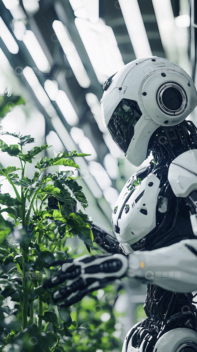 高清大图下载【趣麦麦图】机器人种植植物