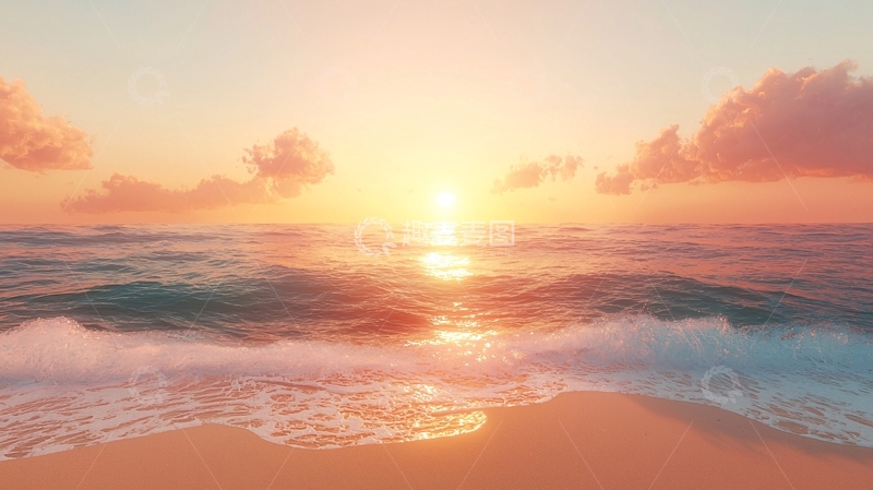 高清大图下载【趣麦麦图】海边日落晚霞