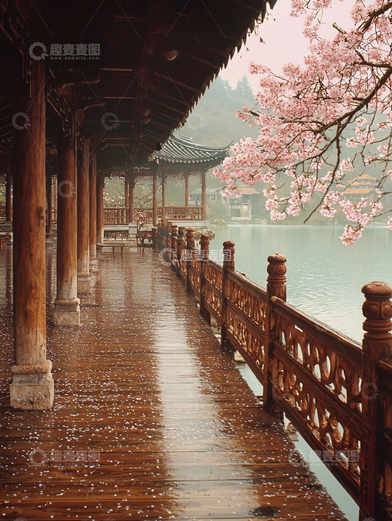 高清大图下载【趣麦麦图】湖边古风建筑