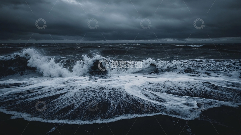 高清大图下载【趣麦麦图】暴风雨下的海浪