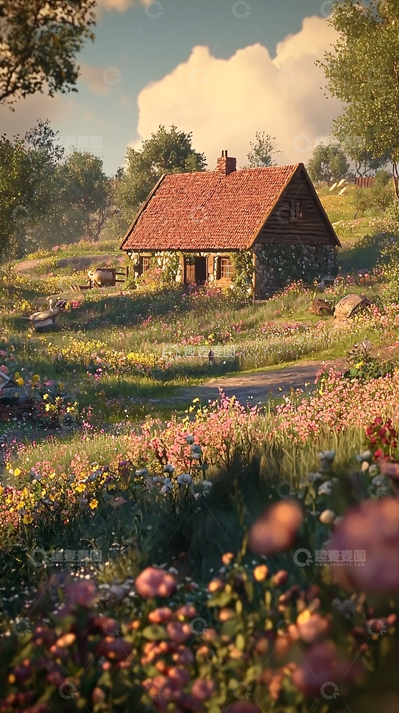 高清大图下载【趣麦麦图】田园风光小屋