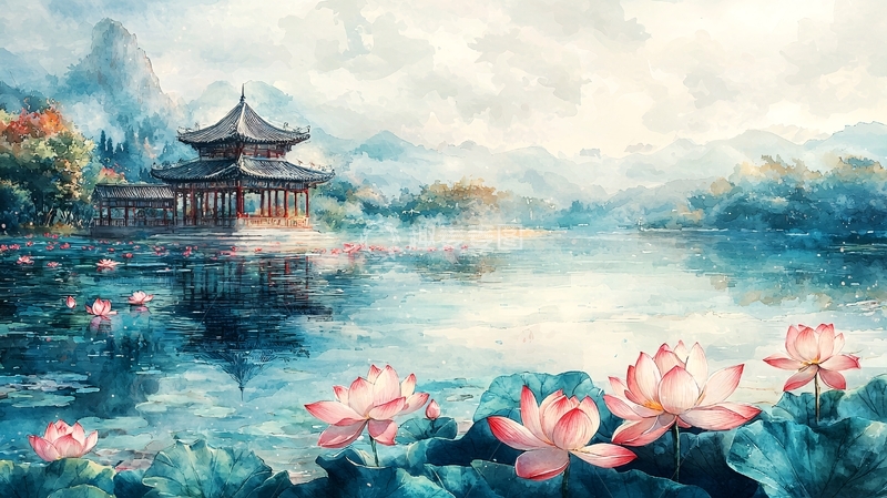 高清大图下载【趣麦麦图】水墨风亭台楼阁