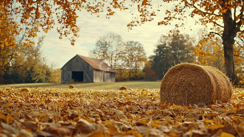 高清大图下载【趣麦麦图】秋日农场老旧谷仓景色