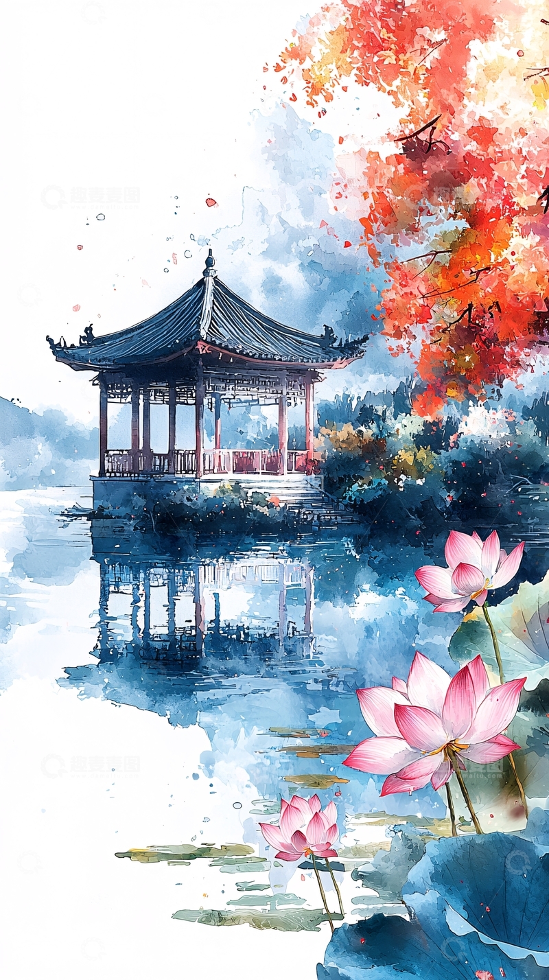 高清大图下载【趣麦麦图】水榭亭台