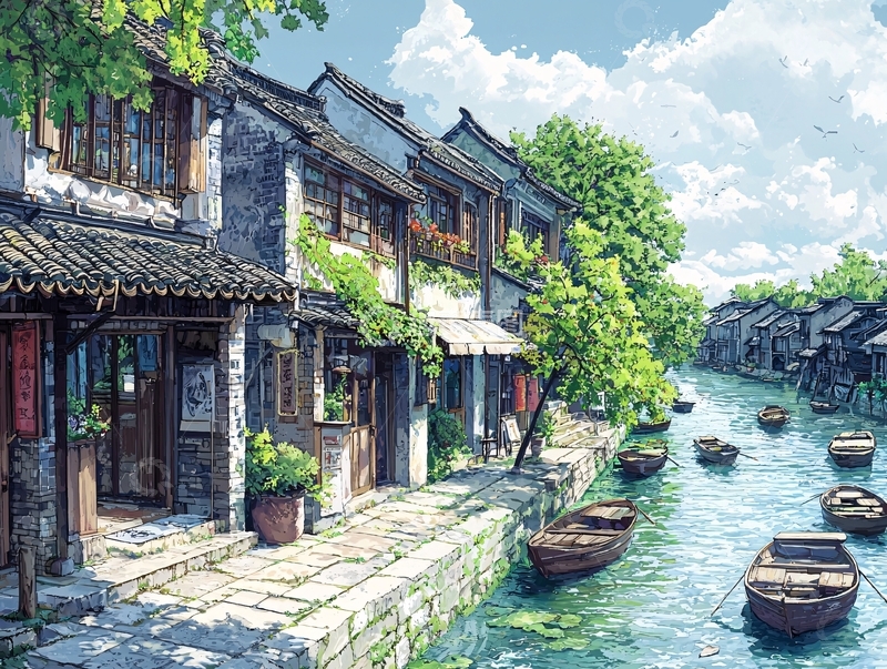 高清大图下载【趣麦麦图】水乡古镇