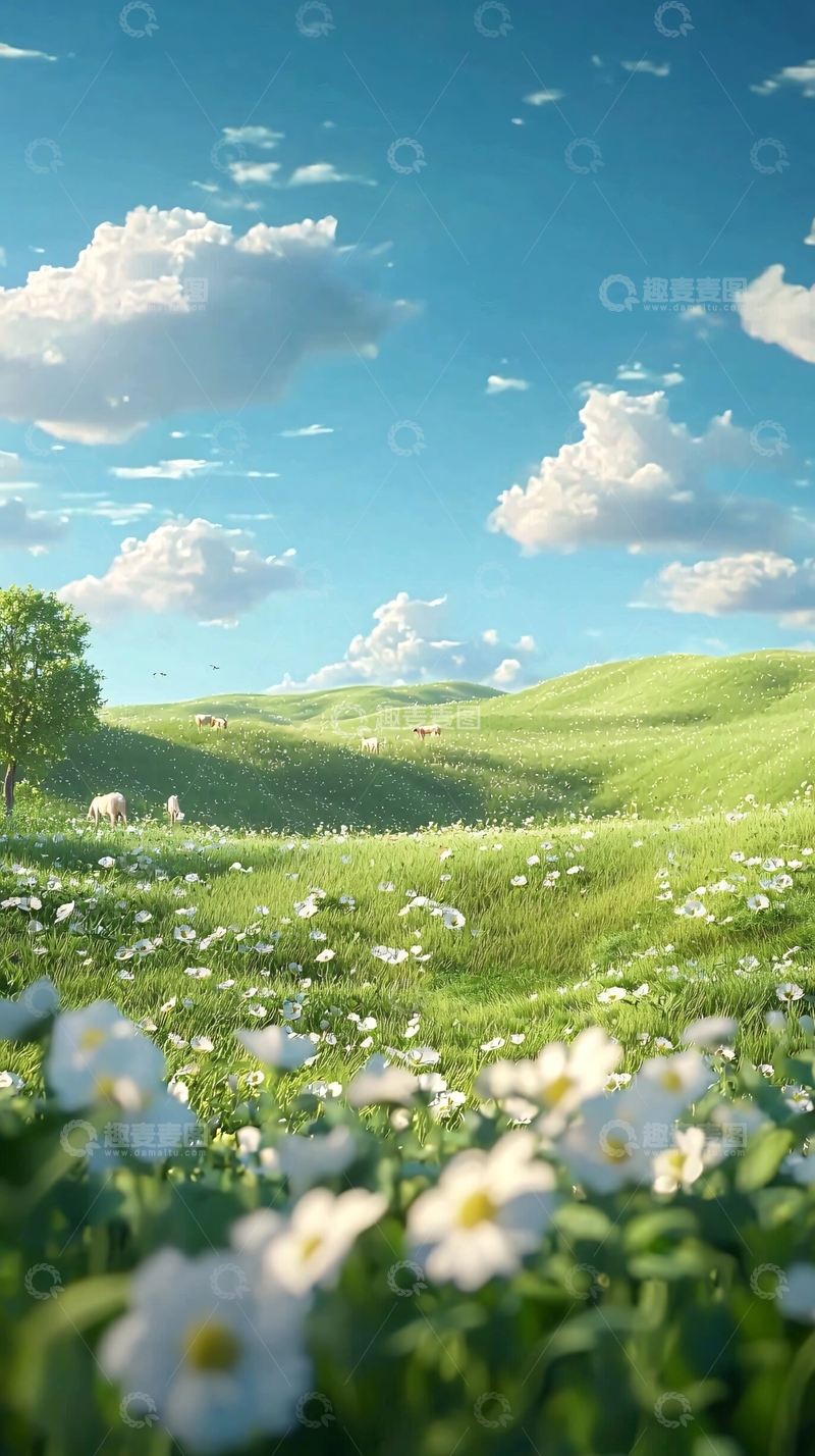 高清大图下载【趣麦麦图】阳光明媚的绿色田园风光
