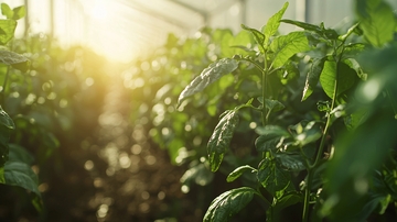 阳光下温室里的绿色植物