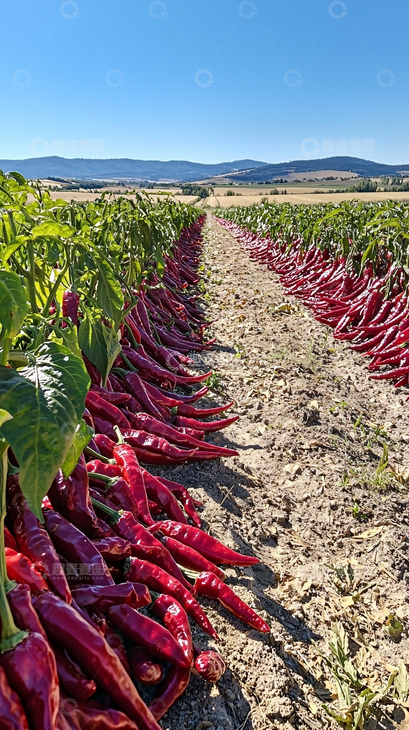 高清大图下载【趣麦麦图】红辣椒田园丰收景象
