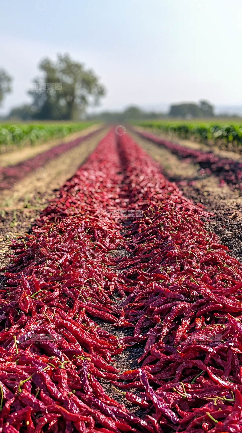 高清大图下载【趣麦麦图】红辣椒田间晾晒