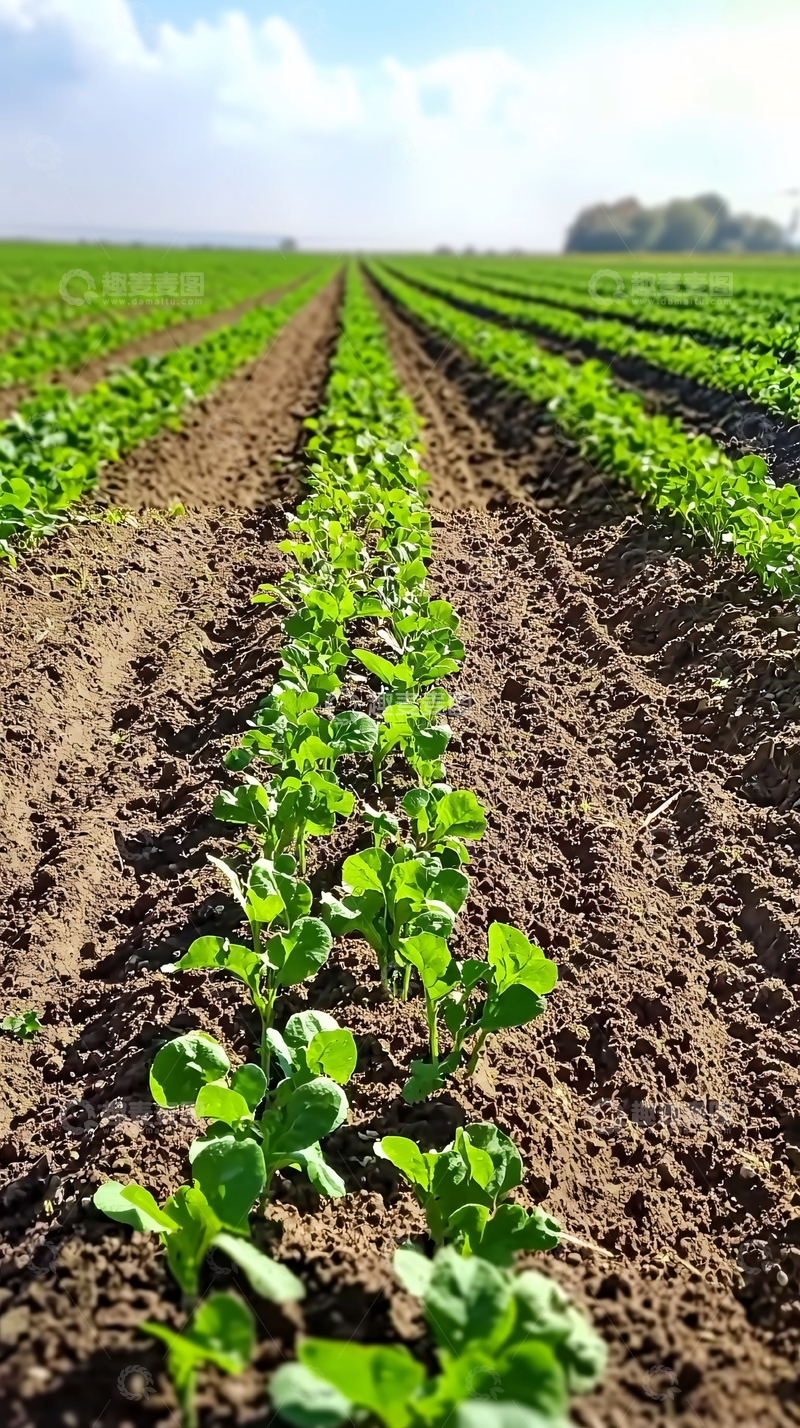 高清大图下载【趣麦麦图】田间绿油油的幼苗