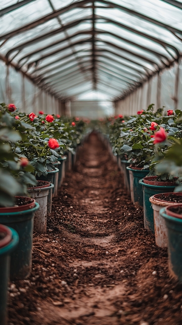 温室花房红玫瑰种植