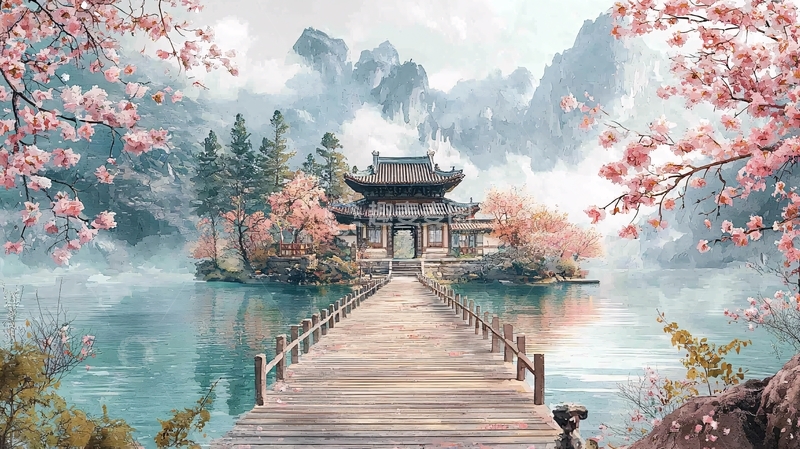 高清大图下载【趣麦麦图】唯美古风亭台楼阁水景