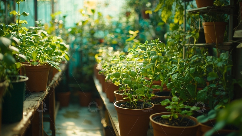 高清大图下载【趣麦麦图】阳光下的室内植物种植园