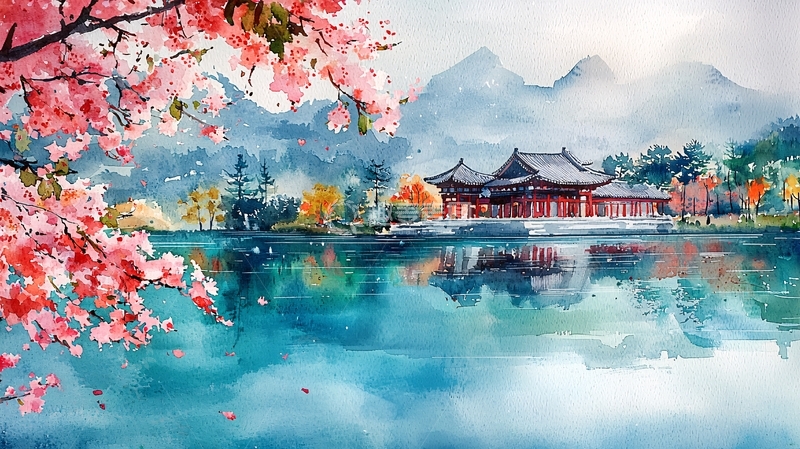 高清大图下载【趣麦麦图】中国风水彩风景画