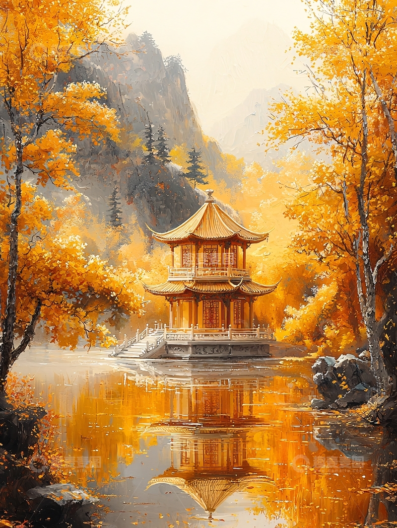 高清大图下载【趣麦麦图】秋景山水画