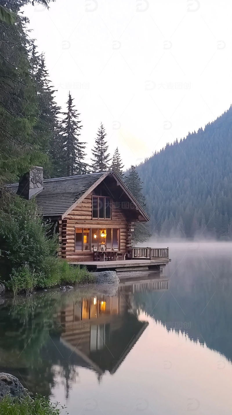 湖边木屋