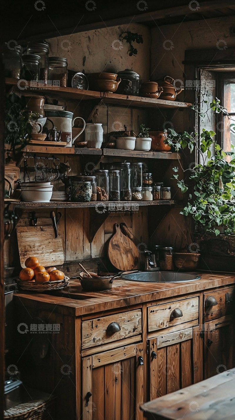 高清大图下载【趣麦麦图】复古乡村厨房