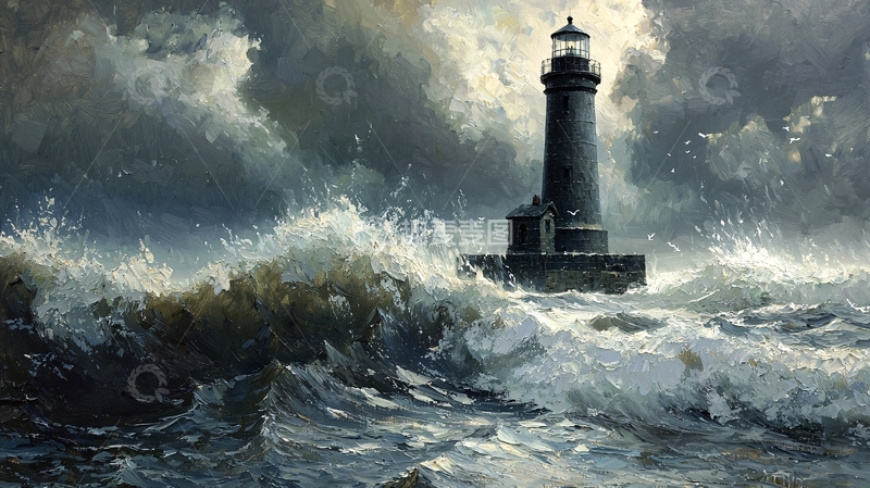高清大图下载【趣麦麦图】暴风雨中的灯塔