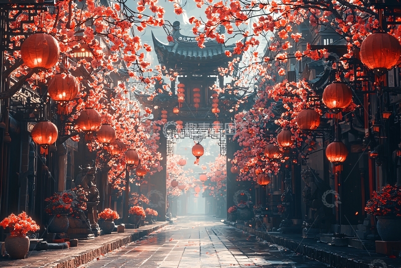 高清大图下载【趣麦麦图】中式街景