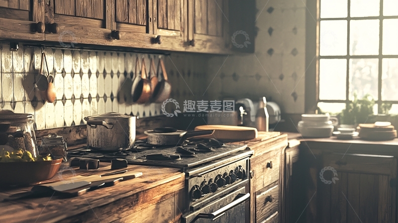 高清大图下载【趣麦麦图】复古乡村风格厨房