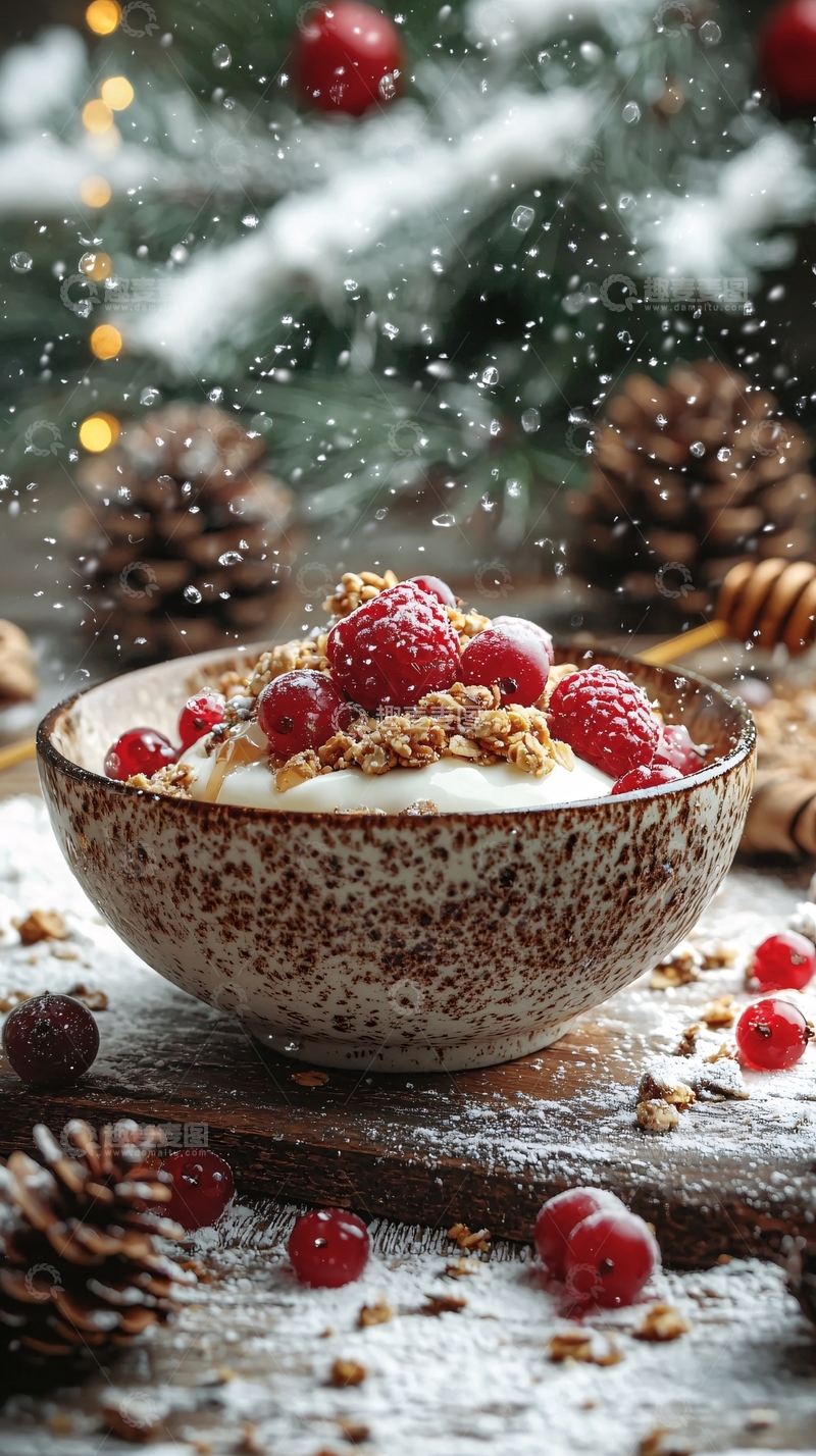 高清大图下载【趣麦麦图】圣诞氛围下的浆果燕麦碗