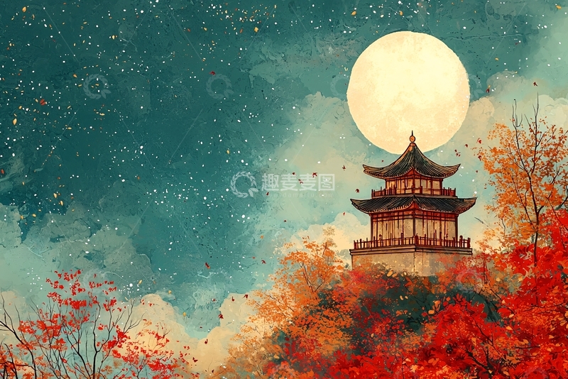 高清大图下载【趣麦麦图】水墨风亭台楼阁