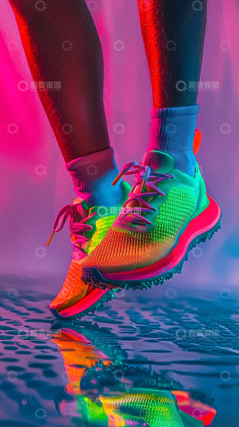 高清大图下载【趣麦麦图】霓虹色运动鞋