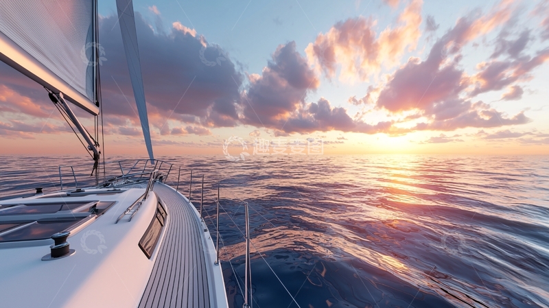 高清大图下载【趣麦麦图】航海日落景色