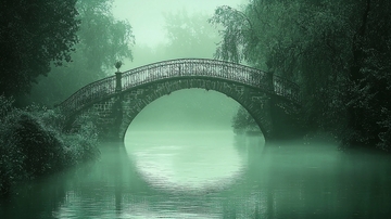 雾气弥漫的古桥