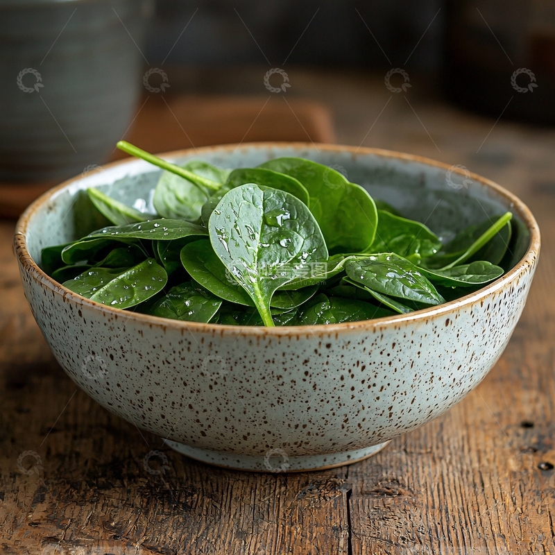 高清大图下载【趣麦麦图】一碗新鲜的菠菜叶
