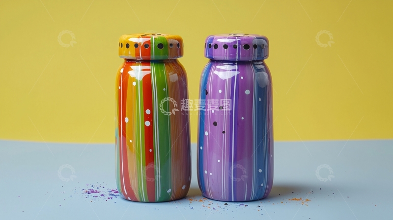 高清大图下载【趣麦麦图】彩虹条纹盐瓶