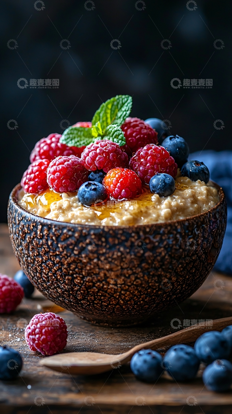 高清大图下载【趣麦麦图】燕麦粥和莓果