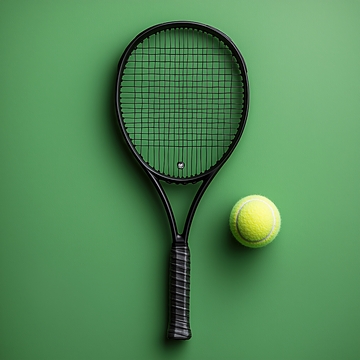 黑色网球拍和网球