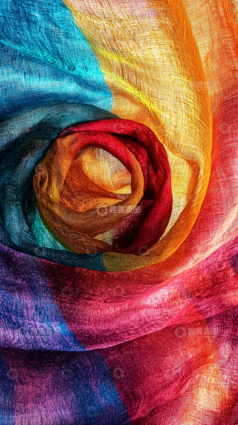 高清大图下载【趣麦麦图】彩虹色丝绸布料