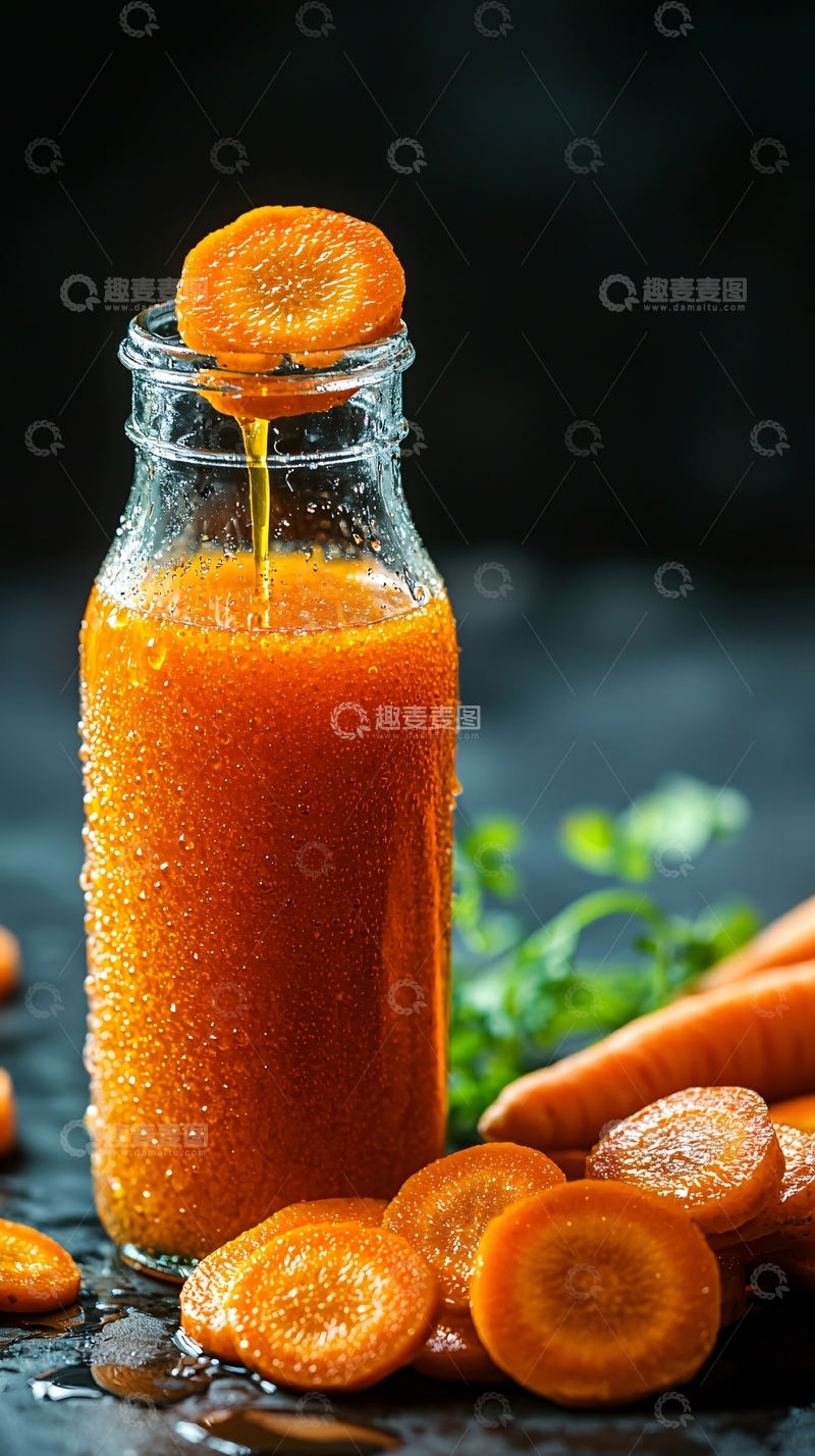 高清大图下载【趣麦麦图】胡萝卜汁玻璃瓶