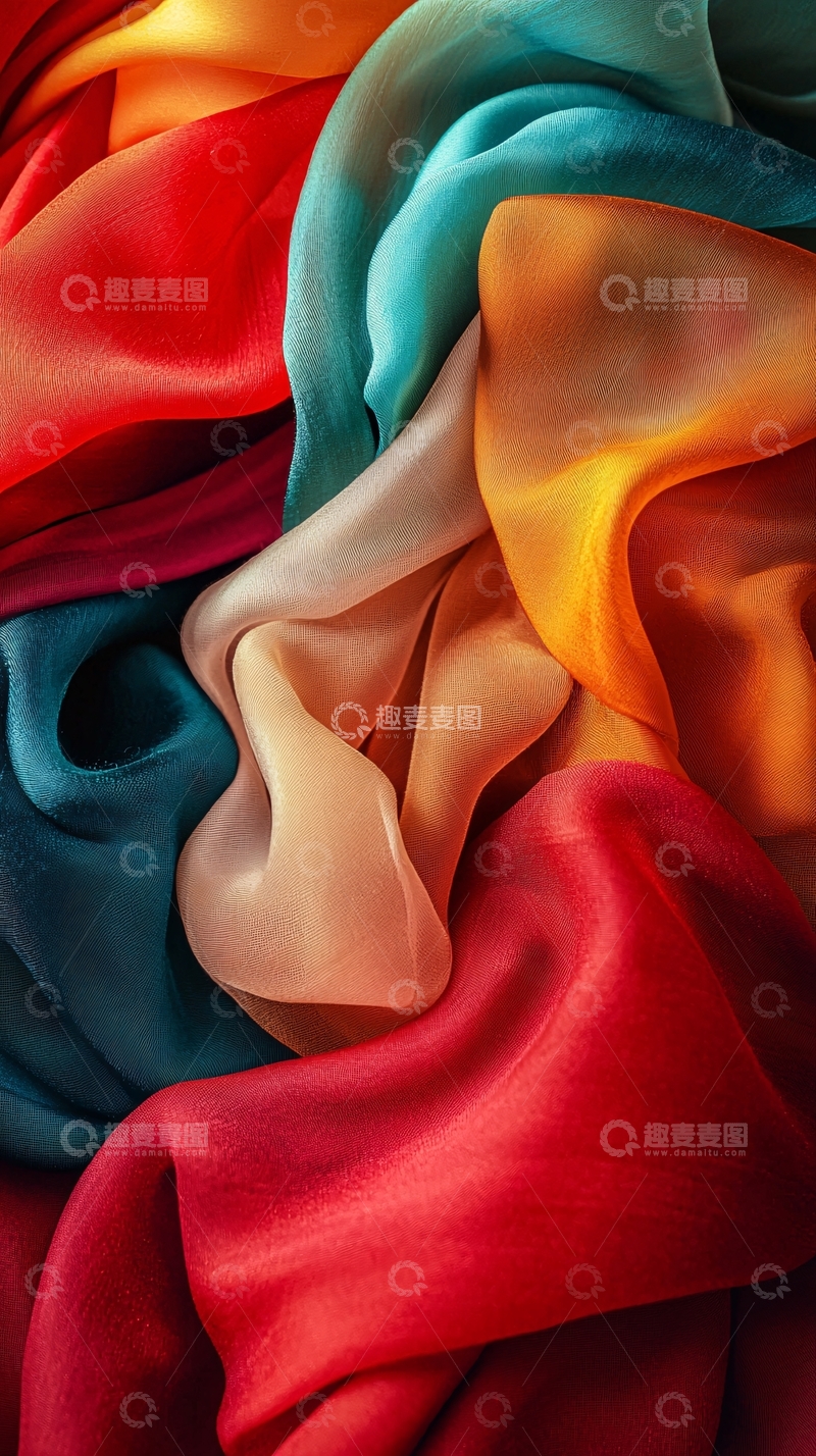 高清大图下载【趣麦麦图】彩色丝绸布料质感